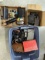Group Lot of Camera Cases and accessories, Binoculars, Lens, Amp meter