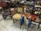 furniture. 2 Cain Chairs, 1 rocking chair, mid century style desk lamp, speaker and more