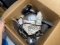 Box of various photography lighting components