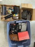 Group Lot of Camera Cases and accessories, Binoculars, Lens, Amp meter