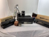 Group Lot 3 Lenses, Angle Finder, 3 Microphones, Tripod, and More
