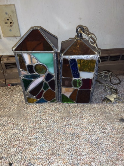 (2) Stained Glass Lanterns