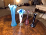 (4) Art Glass Vases (No Markings)