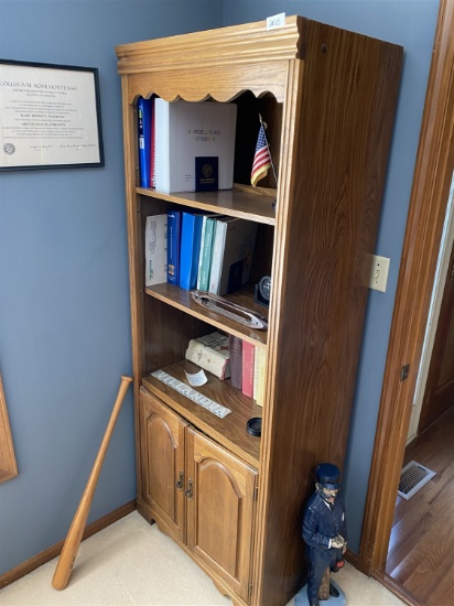 Vintage Wooden Bookshelf with Cabinet