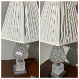 Pair of vintage crystal or glass lamps