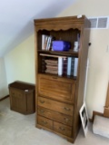 Wooden bookshelf with secretary Desk, drawers