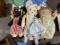 Group lot of three antique rag dolls