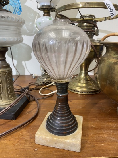 Antique 19th century whale oil lamp