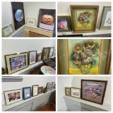 Large lot of assorted framed prints etc