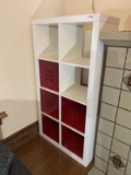 Cube Shelf with 5 Red Storage Inserts