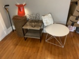 2 End Tables, Hamper, Light up wall Sconce and More