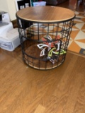 Wire Framed Accent Table with Wood Top and Bottom