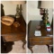Pair of vintage end tables and brass lamps