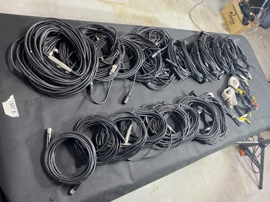 Table Lot of XLR Microphone Cables