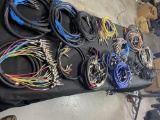 Table lot of microphone cables