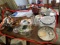 Assorted items on dining table lot