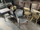 Group lot of primitive furniture and more