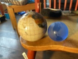 2 Globe Glass Paperweights