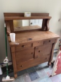 Antique Oak Cabinet or buffet with mirror
