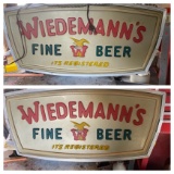 Two Single Sided Light up Hanging Wiedemann's Beer Signs