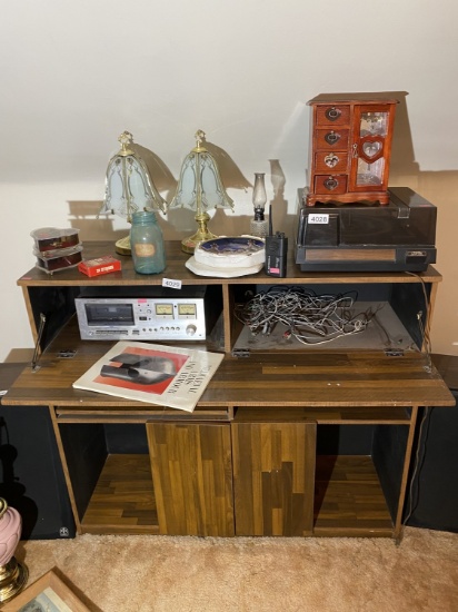 Items on and inside of cabinet - Stereo, turntable etc