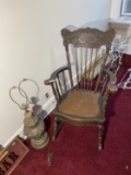 Antique Victorian Rocking Chair and Lamp