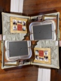 Vintage suitcase filled with photo frame.