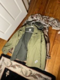 Group lot of assorted vintage military surplus camouflage clothing