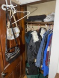 Closet with vintage clothing, purses contents