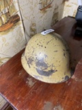 Vintage Military Metal Tan Helmet WWII
