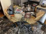 Vintage glass top table and two chairs