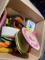 Box of assorted vintage toys