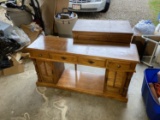 Vintage Lamp Table and Sewing Machine in Cabinet