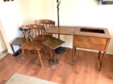 Lamp, 2 Chairs, Folding Stool, Sewing Machine case, & 2 Side Tables
