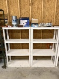 2 Plastic Storage Shelves and Contents