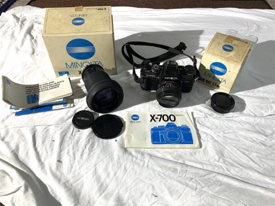 Vintage Minolta X-700 Camera with Additional Lens