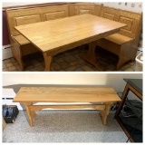 Beautiful Oak Corner Dining Set with Additional Storage Under Benches