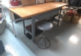 2 Drawer Metal Work Table with Work Stool & Shop Rugs