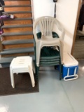 Patio Chairs, Cooler and Plastic Patio Side Tables