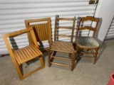 Lot of 4 chairs including folding Mid Century