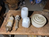 Glass lamp shades, lamps lot