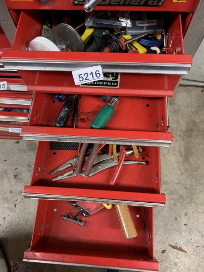 Contents of 4 Drawers Including - Pliers, Electrical, Hammers, Files & More