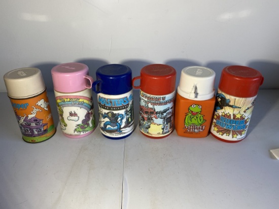 Group lot of 6 vintage lunchbox thermos bottles