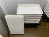 6 Cambro 5 Gallon White Plastic Food Storage Containers 3 Lids,&  Cambro Dolly