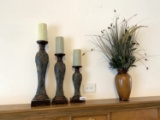Decorative Candle Holders & Wood Vase