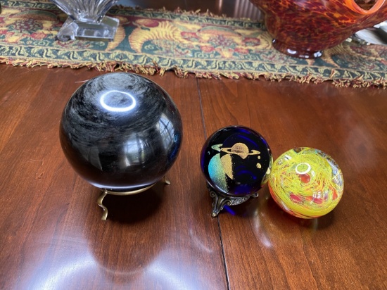 Group lot of three paperweights