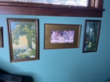 Three antique framed prints including Maxfield Parrish
