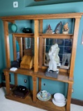 Large Oak Display Cabinet with Mirror back
