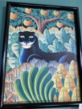 Vintage Oil on Canvas Painting of Panther in Jungle