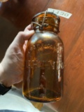 Antique Lightning Canning Jar w/Amber glass
